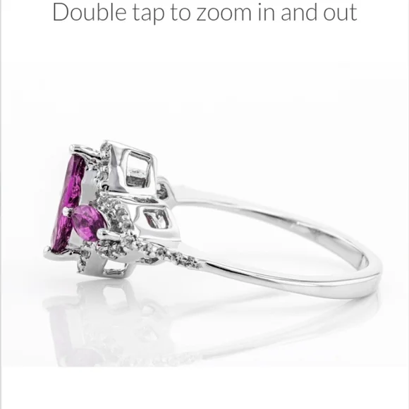 COPY - Raspberry Color Rhodolite Rhodium Over Silver Ring 1.14ctw Size8 No Tags… - Picture 3 of 7